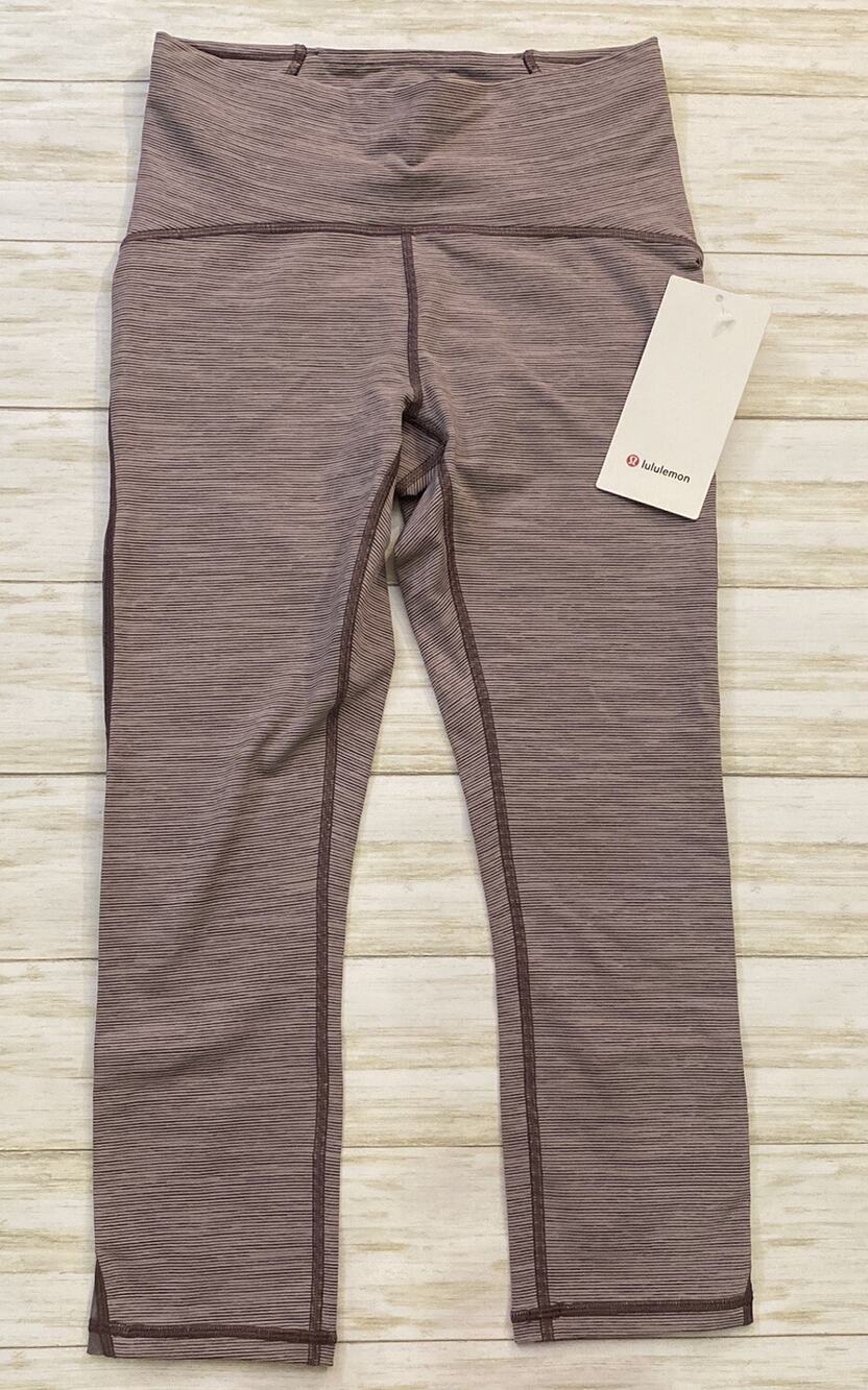 Lululemon Womens Size 6 Purple Striped High Rise Train Times Crop 21”